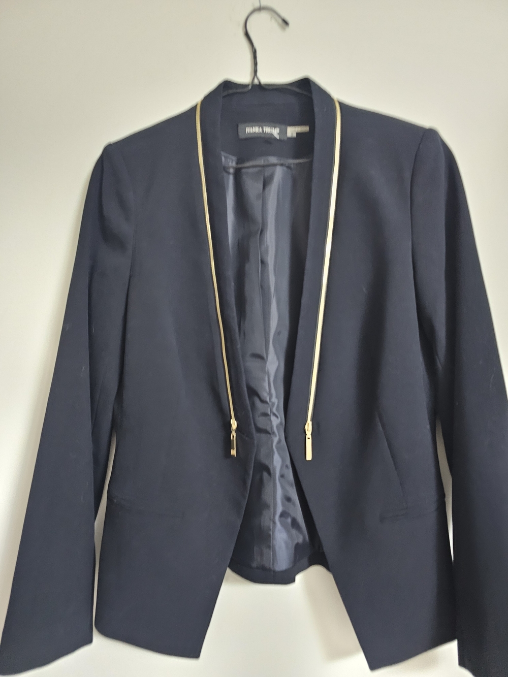 Ivanka Trump Navy Blazer with Gold Zip Trim